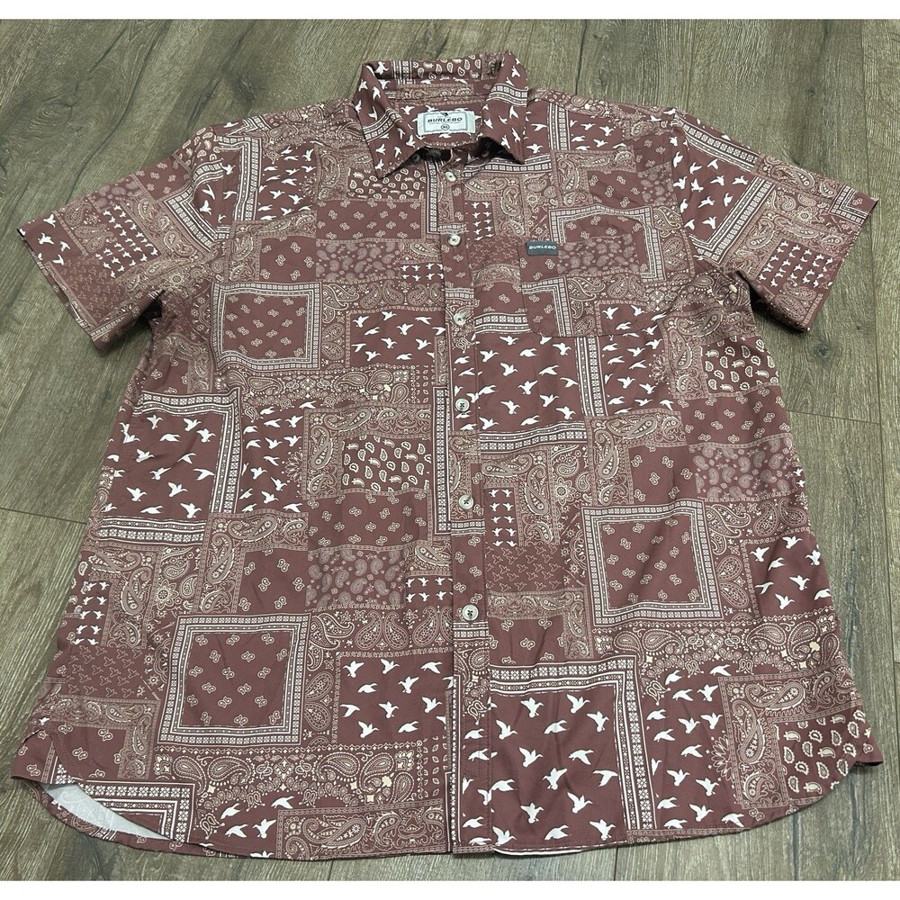 Burlebo Shirt Mens XL Button Up Short Sleeve Paisley Bandana Western